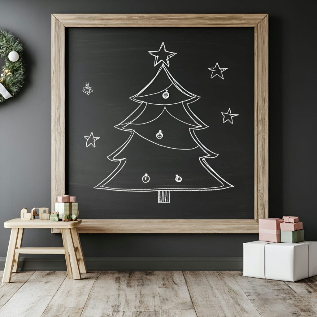 25. Chalkboard Tree Outline with Customizable Chalk Décor