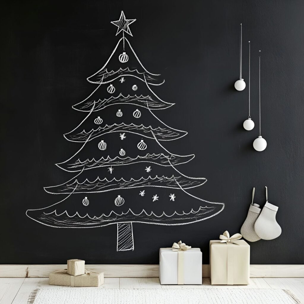 25. Chalkboard Tree Outline with Customizable Chalk Décor