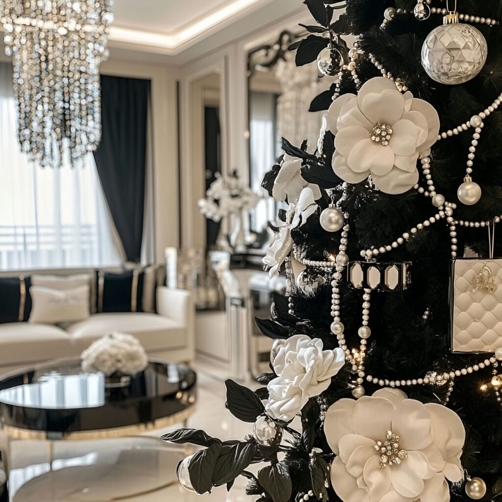 03. Chanel Christmas Tree with Black and White Pearl Décor