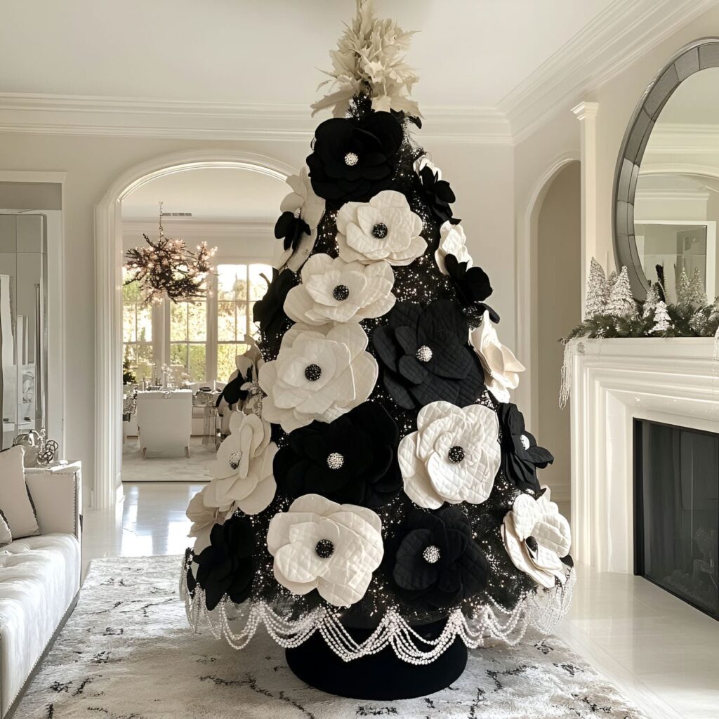 03. Chanel Christmas Tree with Black and White Pearl Décor