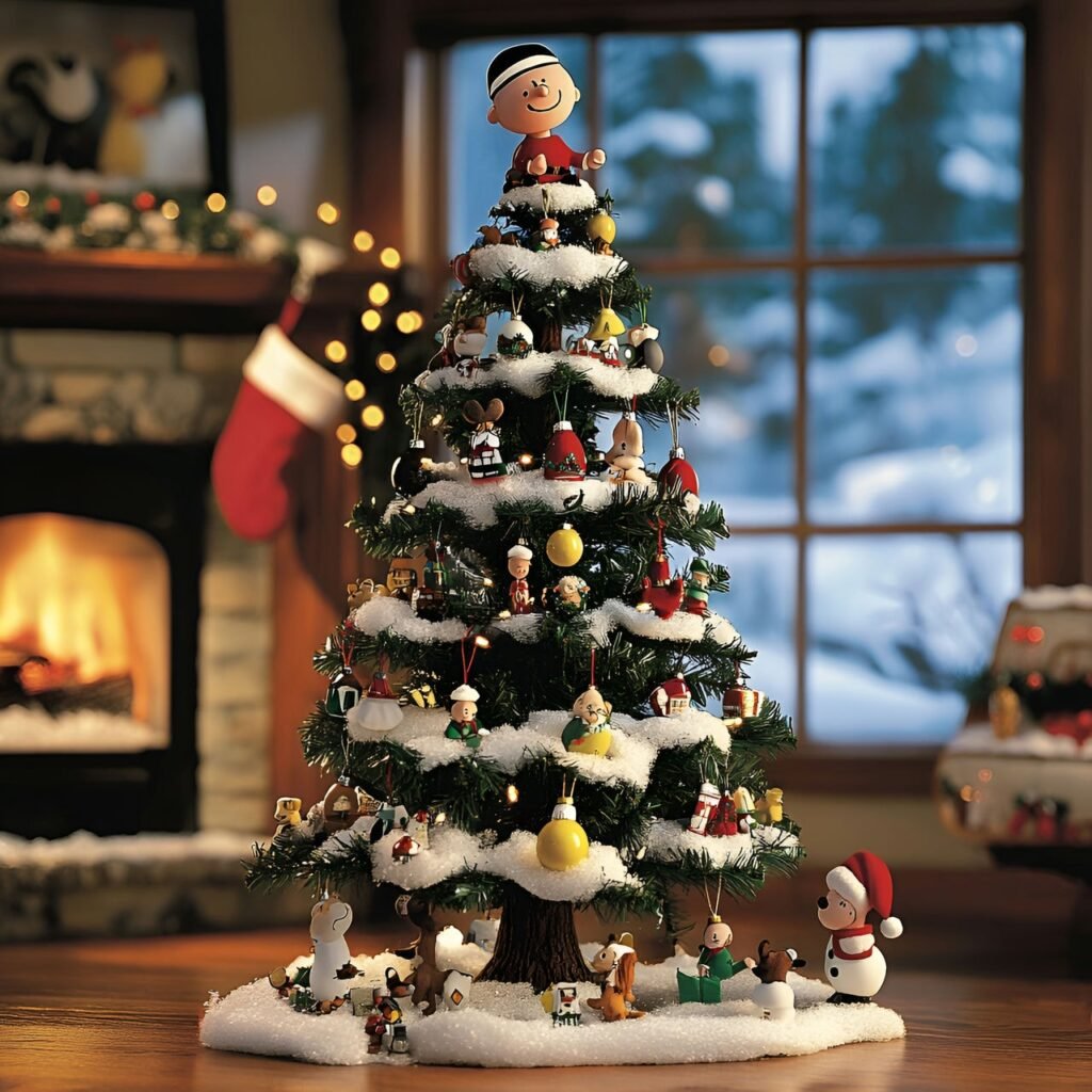 26. Peanuts Comic Strip Christmas Tree: Nostalgic Holiday Décor