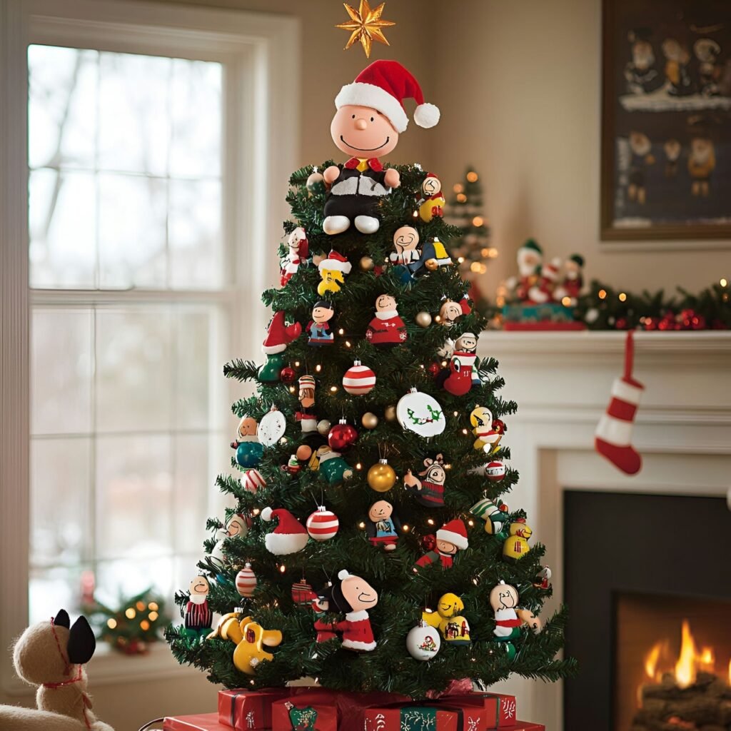 26. Peanuts Comic Strip Christmas Tree: Nostalgic Holiday Décor