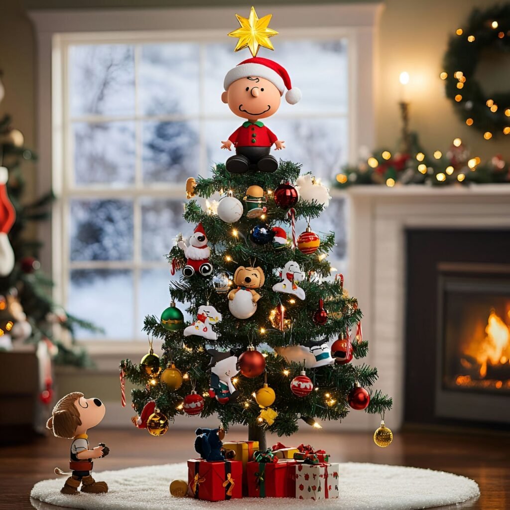 26. Peanuts Comic Strip Christmas Tree: Nostalgic Holiday Décor