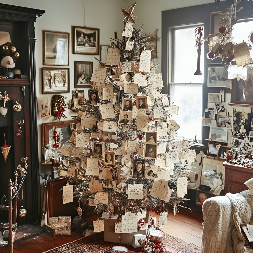 12. Christmas Past Memories Tree with Photos & Handwritten Notes