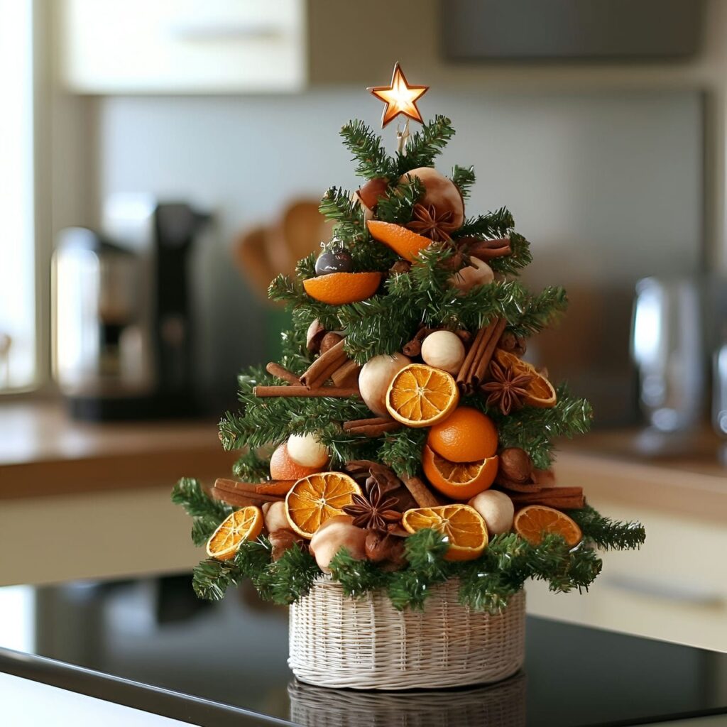 17. Cinnamon Stick Christmas Tree with Orange and Star Anise