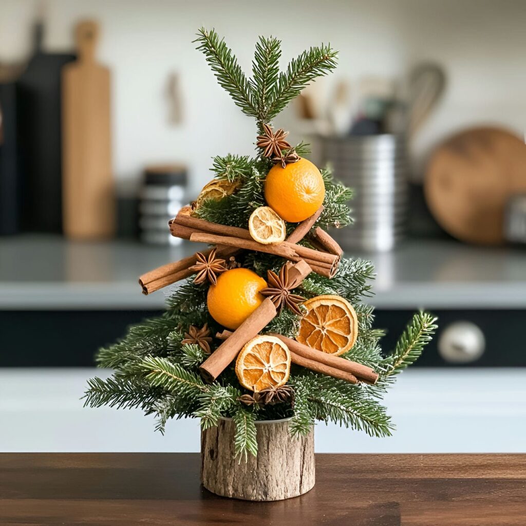 17. Cinnamon Stick Christmas Tree with Orange and Star Anise