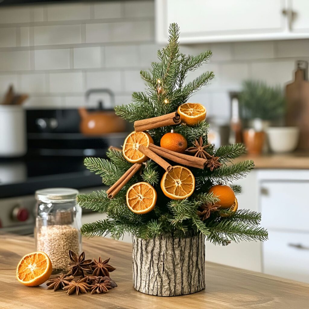 17. Cinnamon Stick Christmas Tree with Orange and Star Anise