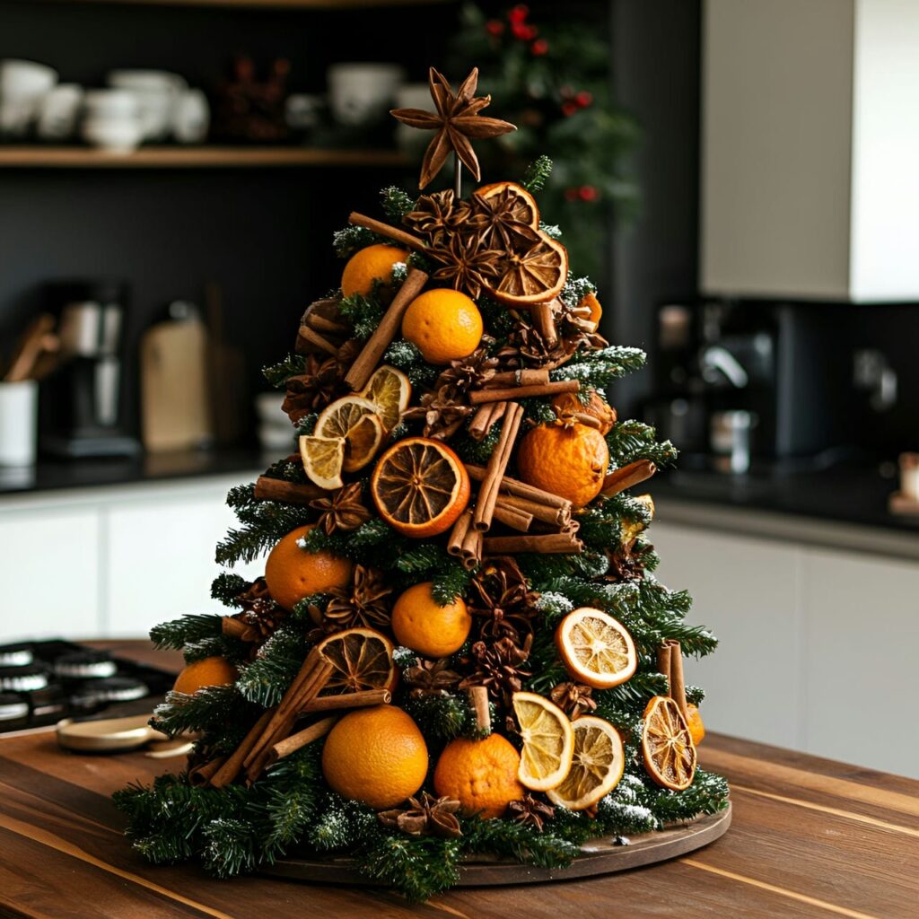 17. Cinnamon Stick Christmas Tree with Orange and Star Anise