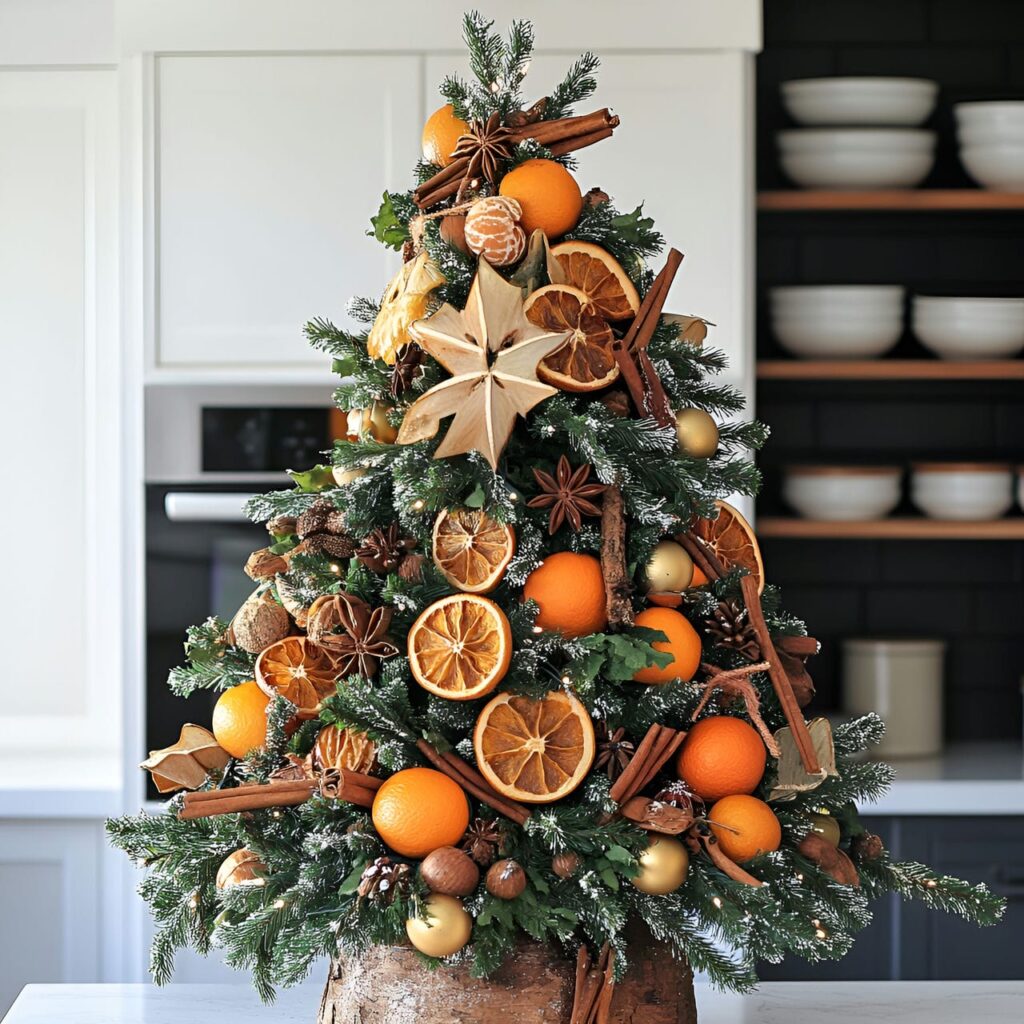 17. Cinnamon Stick Christmas Tree with Orange and Star Anise