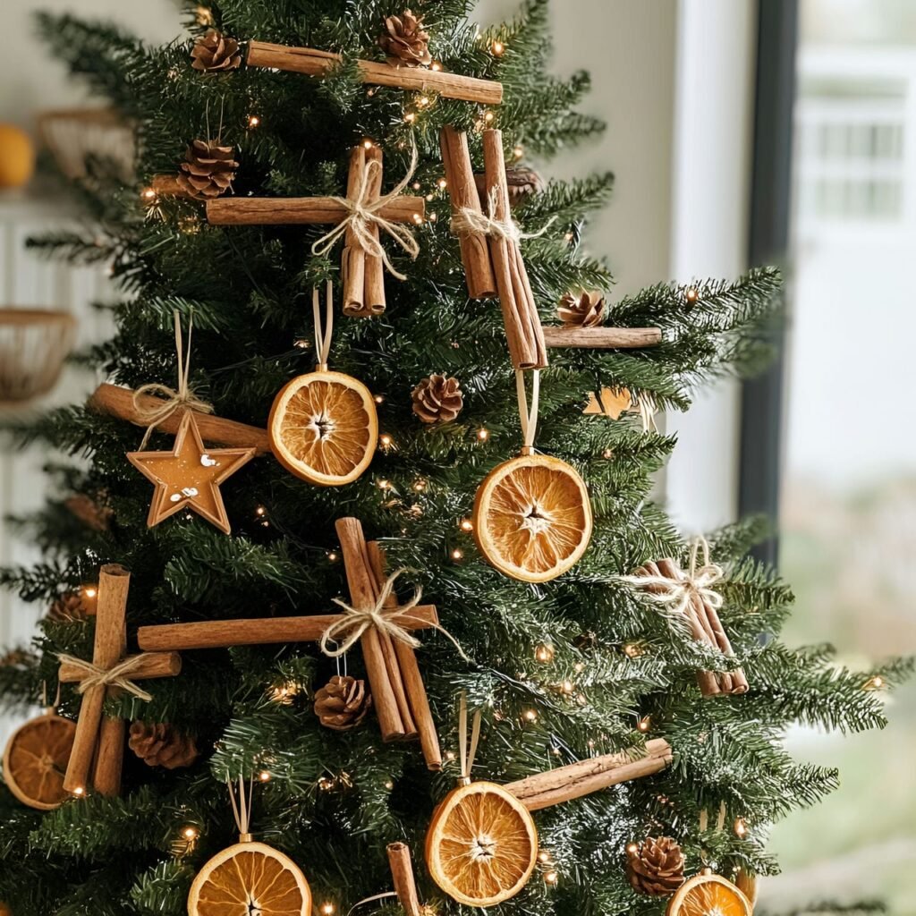 17. Cinnamon Stick Ornaments Tree with Fragrant Accents