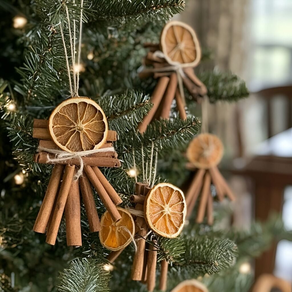 17. Cinnamon Stick Ornaments Tree with Fragrant Accents