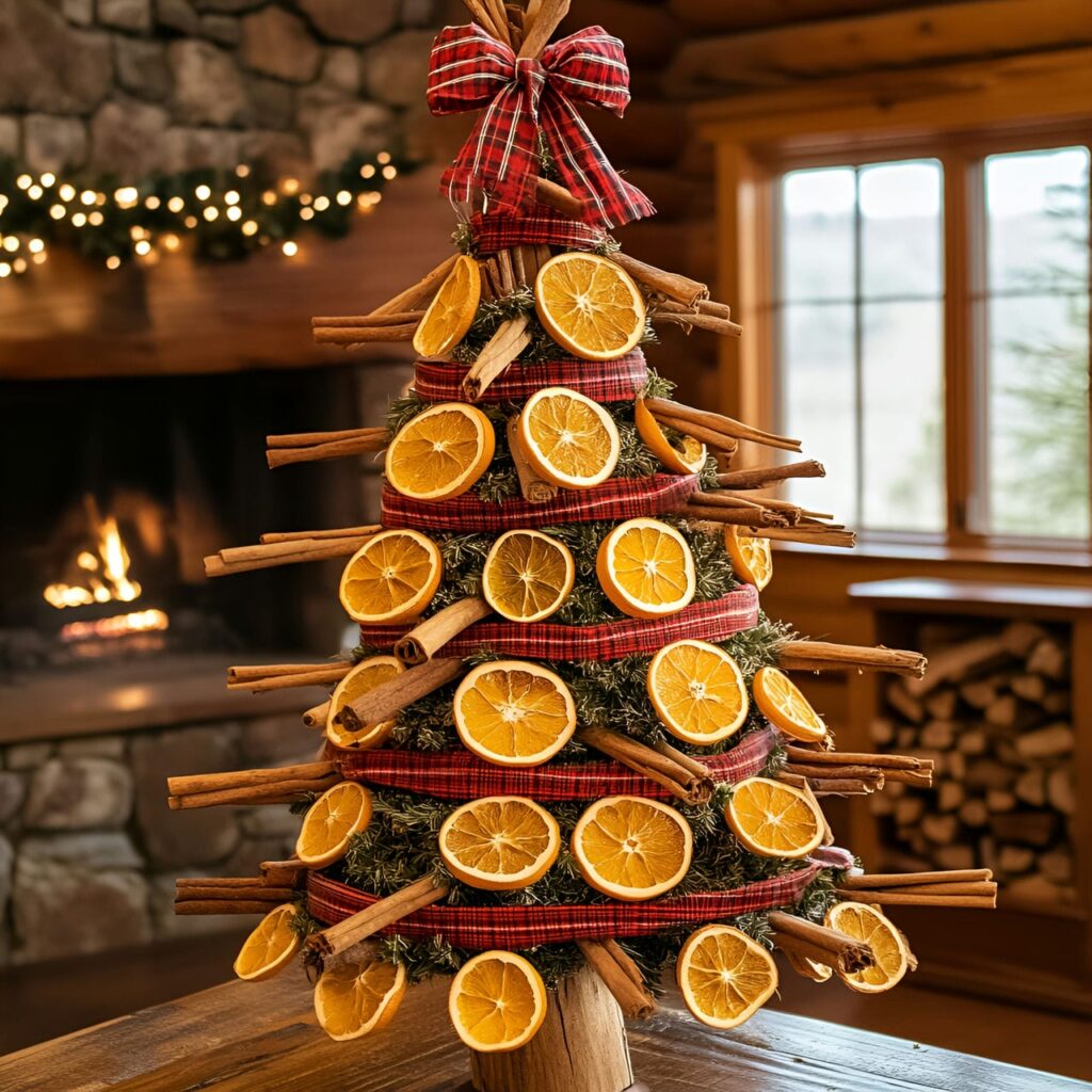 02. Citrus and Spice Tree with Dried Oranges and Cinnamon Sticks