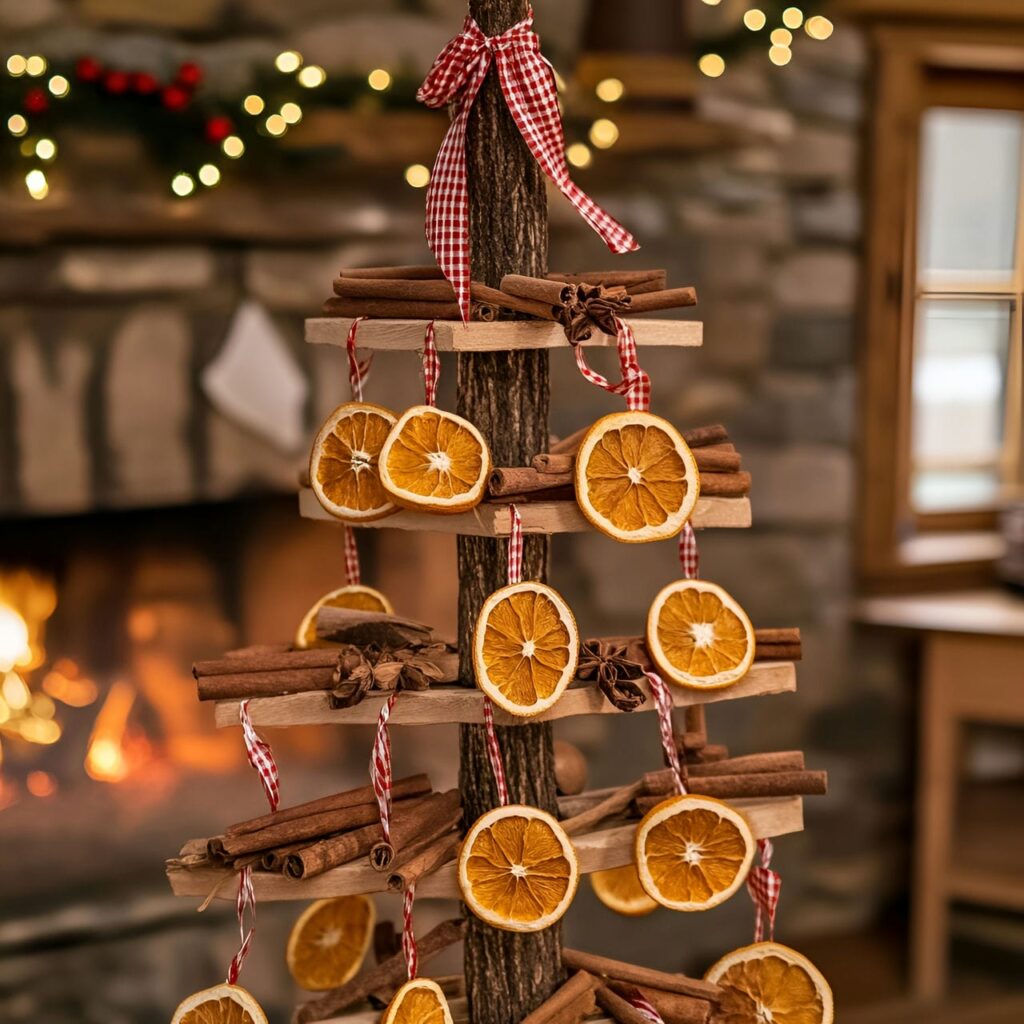 02. Citrus and Spice Tree with Dried Oranges and Cinnamon Sticks