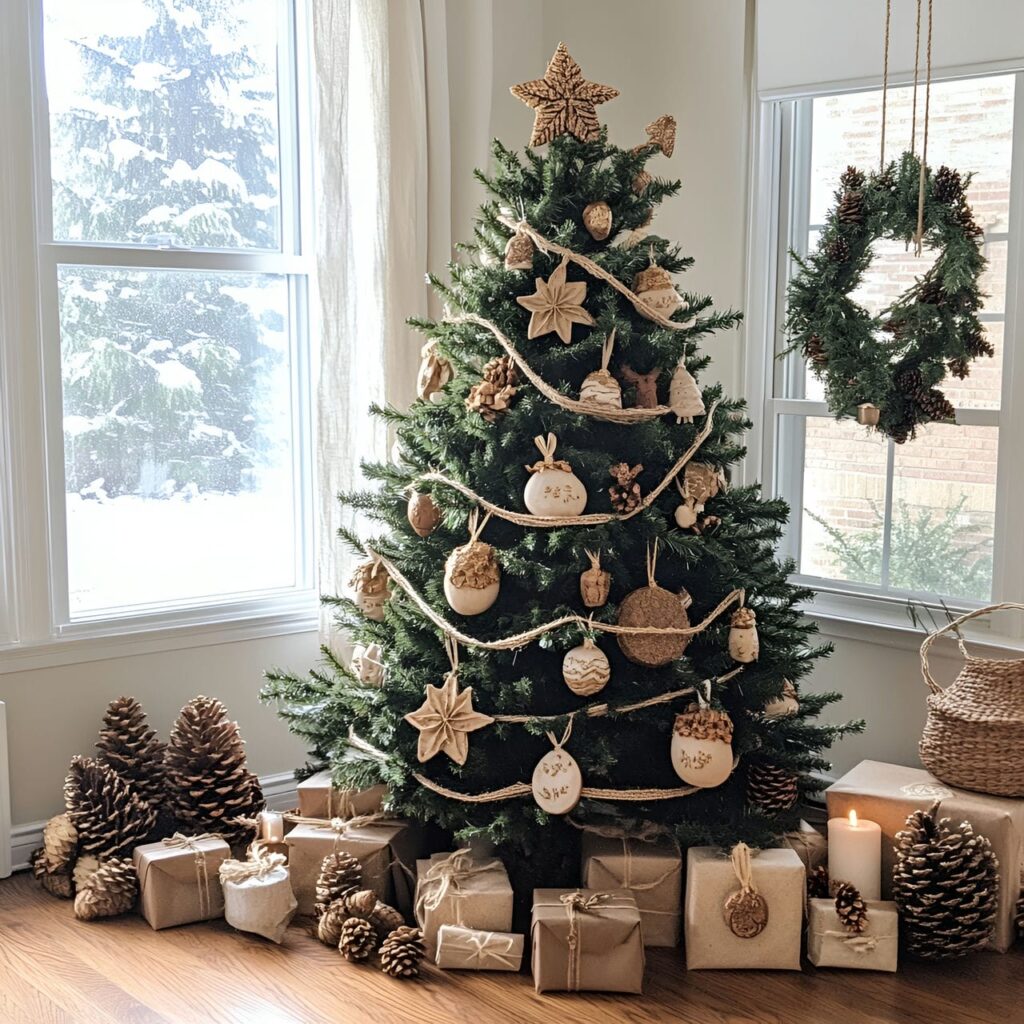 13. Clay & Twine Ornament Tree with Handcrafted Clay Décor