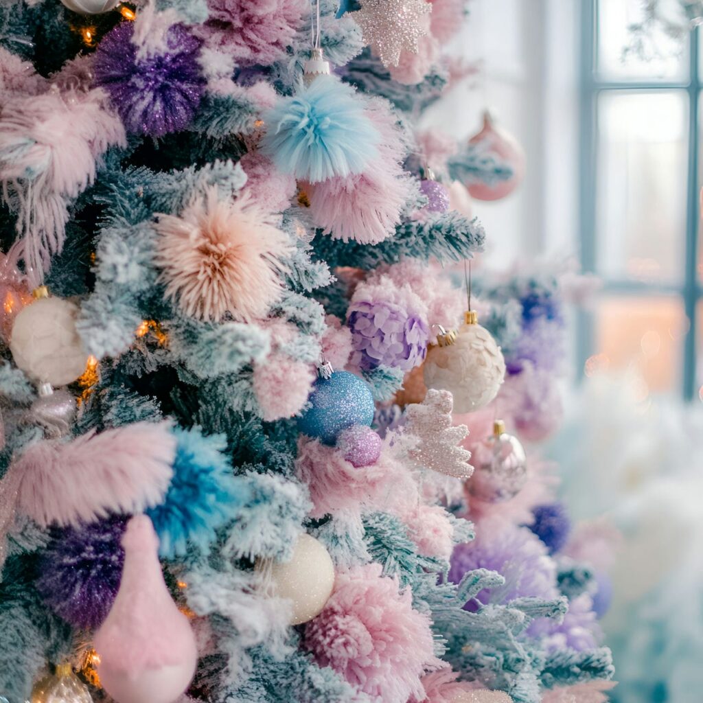 04. Cotton Candy Cloud Pastel Christmas Tree Dream with Fluffy Accents