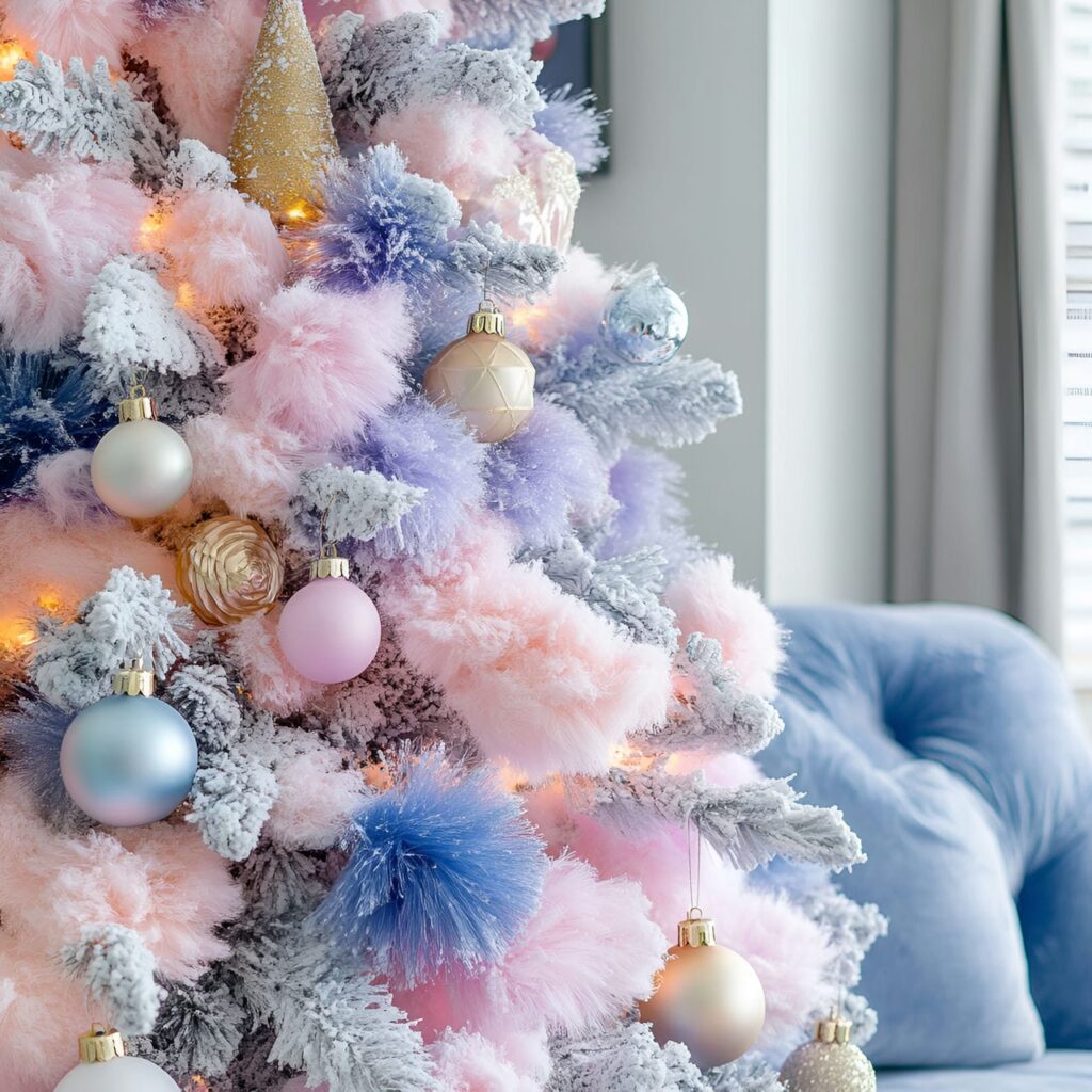 04. Cotton Candy Cloud Pastel Christmas Tree Dream with Fluffy Accents