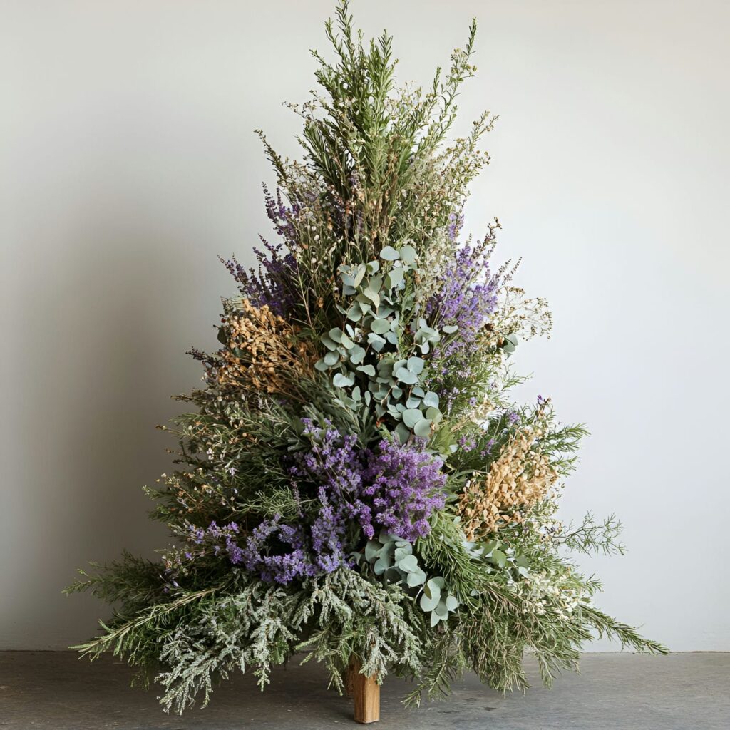 07. Dried Flower Christmas Tree with Lavender and Eucalyptus