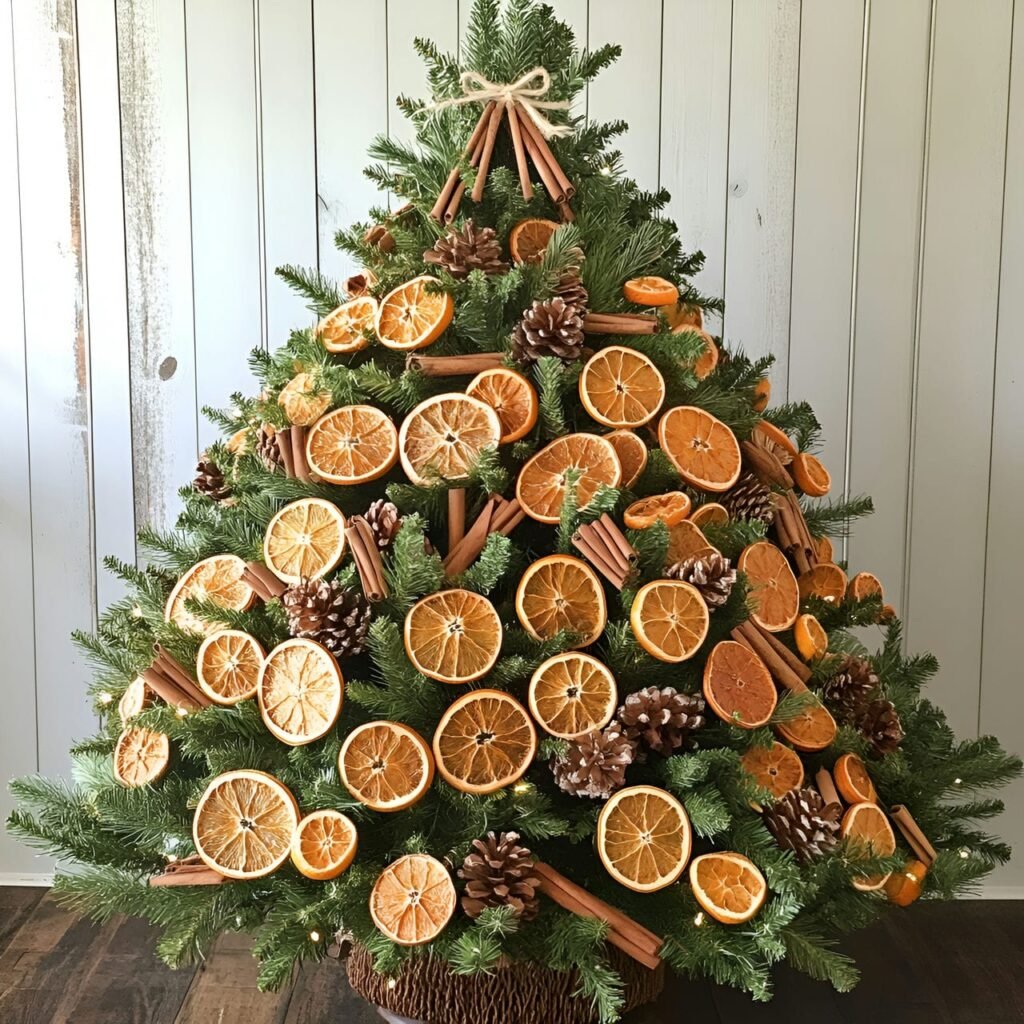 25. Dried Orange Slice Ornament Tree with Scented Touches