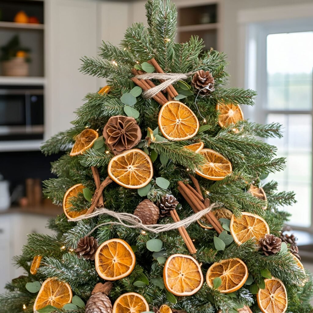 25. Dried Orange Slice Ornament Tree with Scented Touches