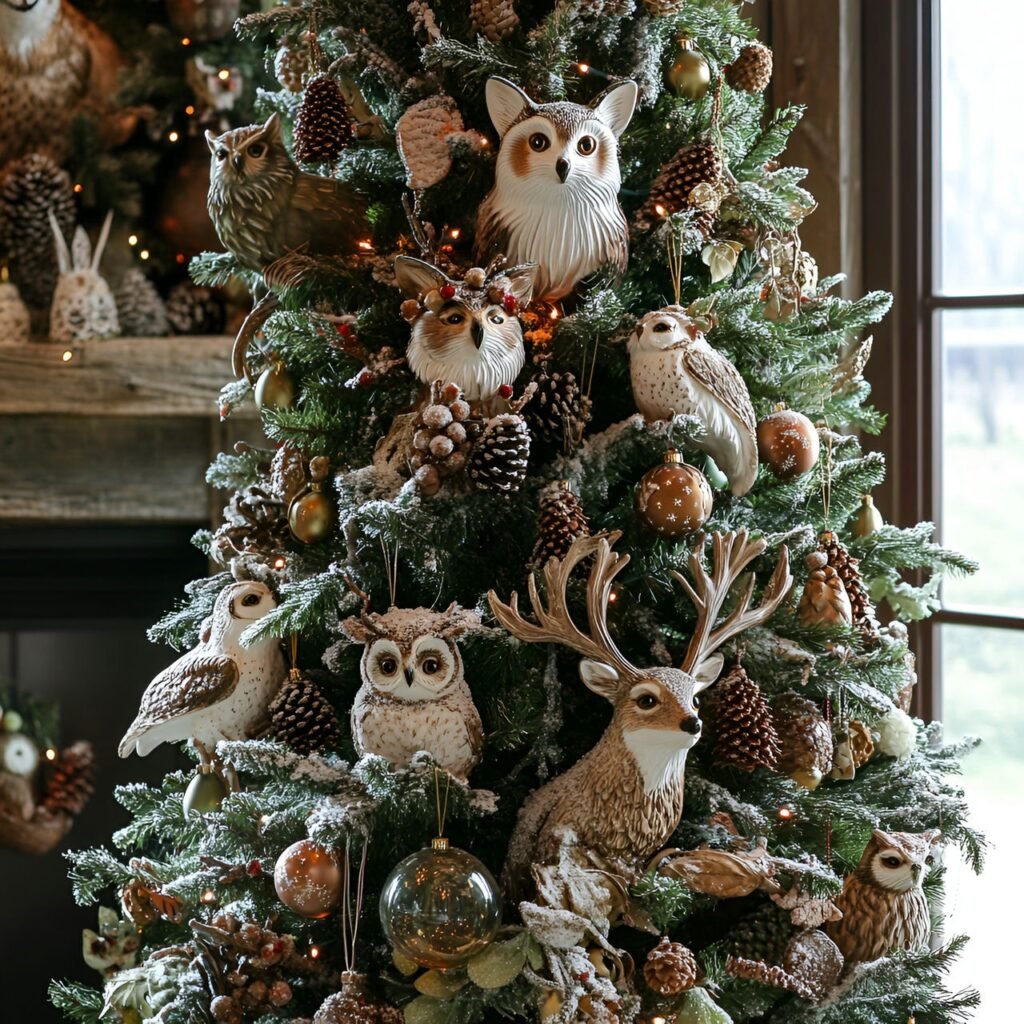 21. Wildlife and Nature Christmas Tree: Rustic and Earthy Holiday Décor Ideas