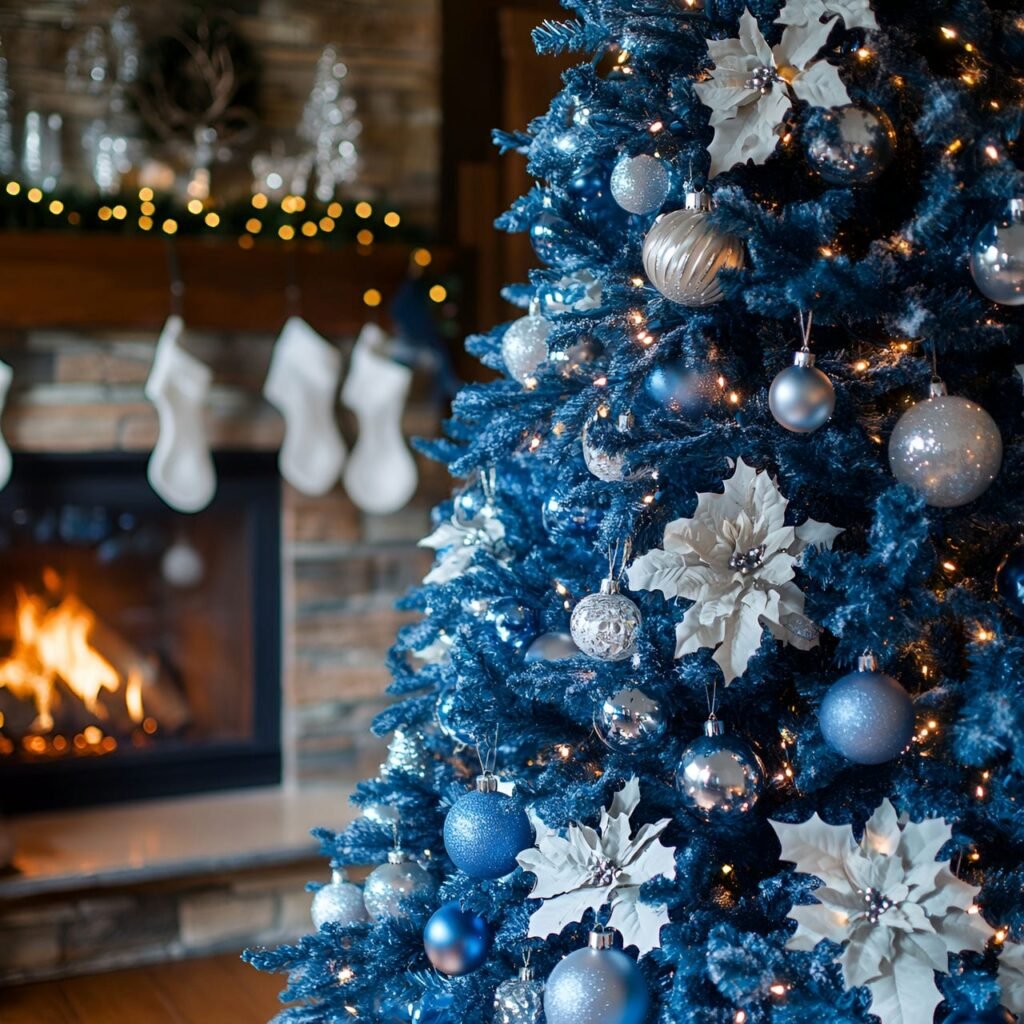 01. Elegant Blue Wonderland with Cozy Holiday Décor