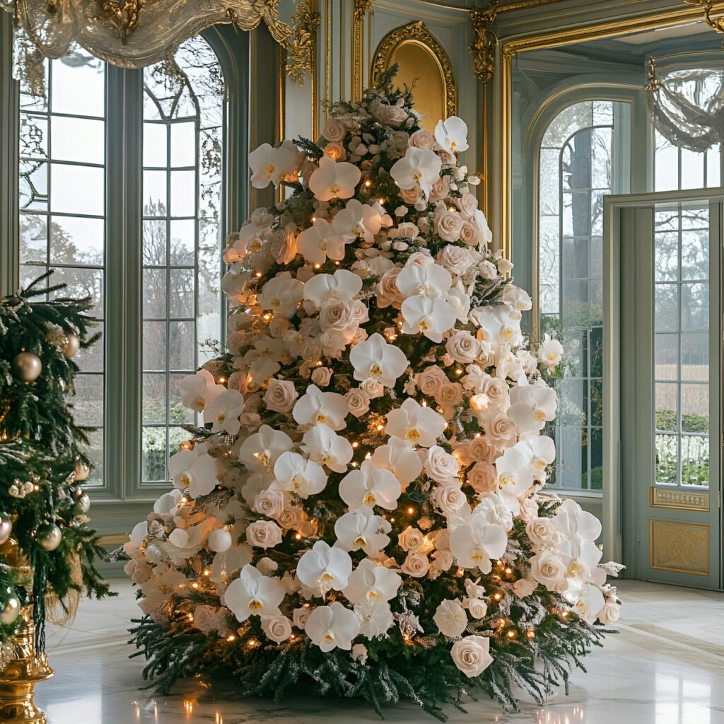 28. Floral Garden Christmas Tree: Nature-Inspired Holiday Décor