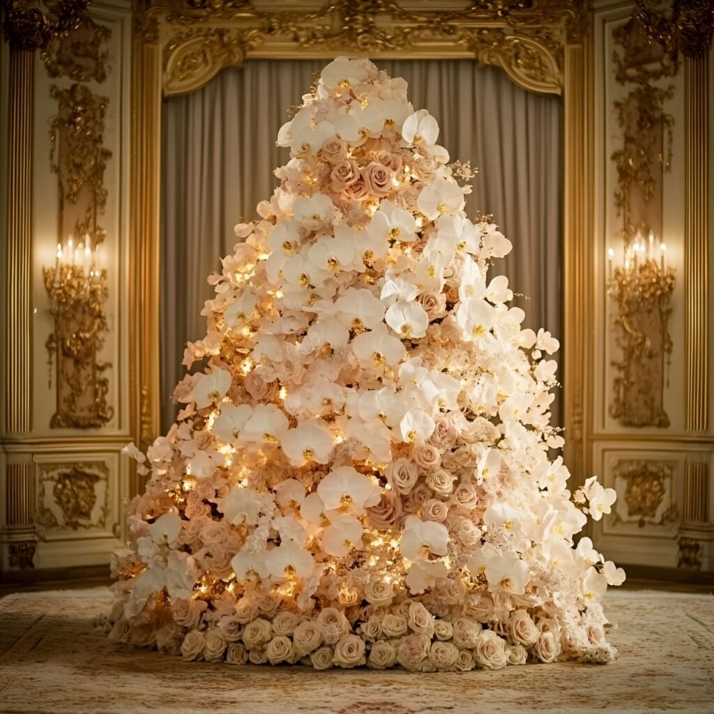 28. Floral Garden Christmas Tree: Nature-Inspired Holiday Décor