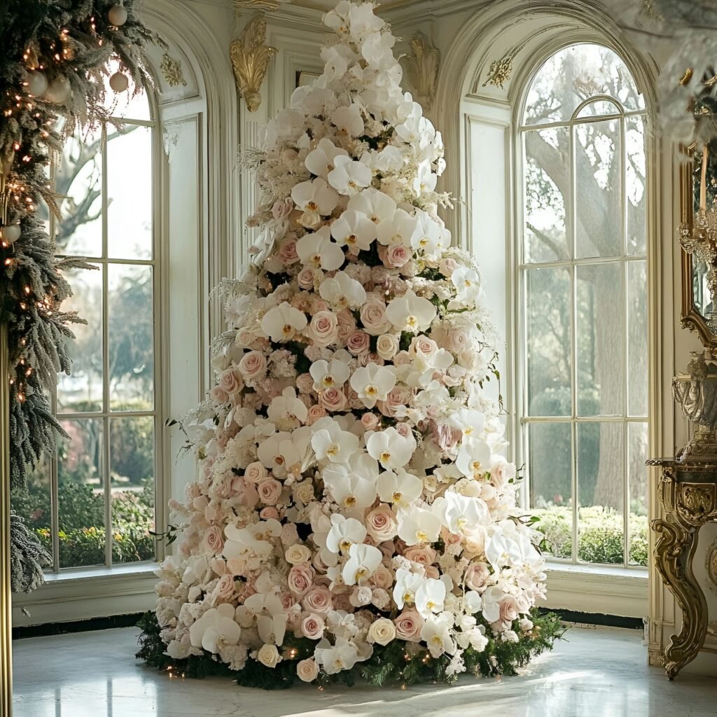 28. Floral Garden Christmas Tree: Nature-Inspired Holiday Décor