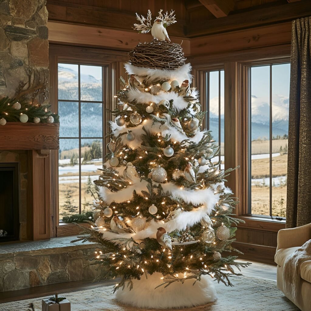 21. Wildlife and Nature Christmas Tree: Rustic and Earthy Holiday Décor Ideas