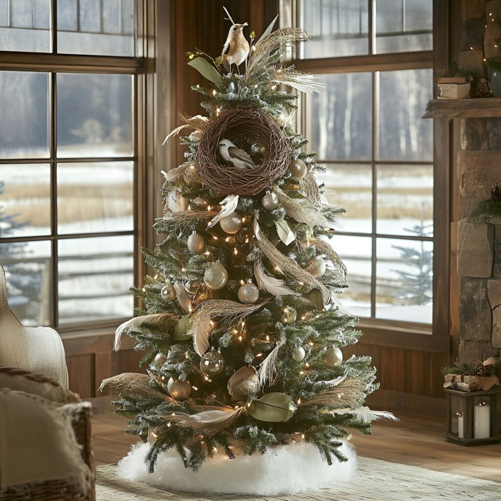 21. Wildlife and Nature Christmas Tree: Rustic and Earthy Holiday Décor Ideas