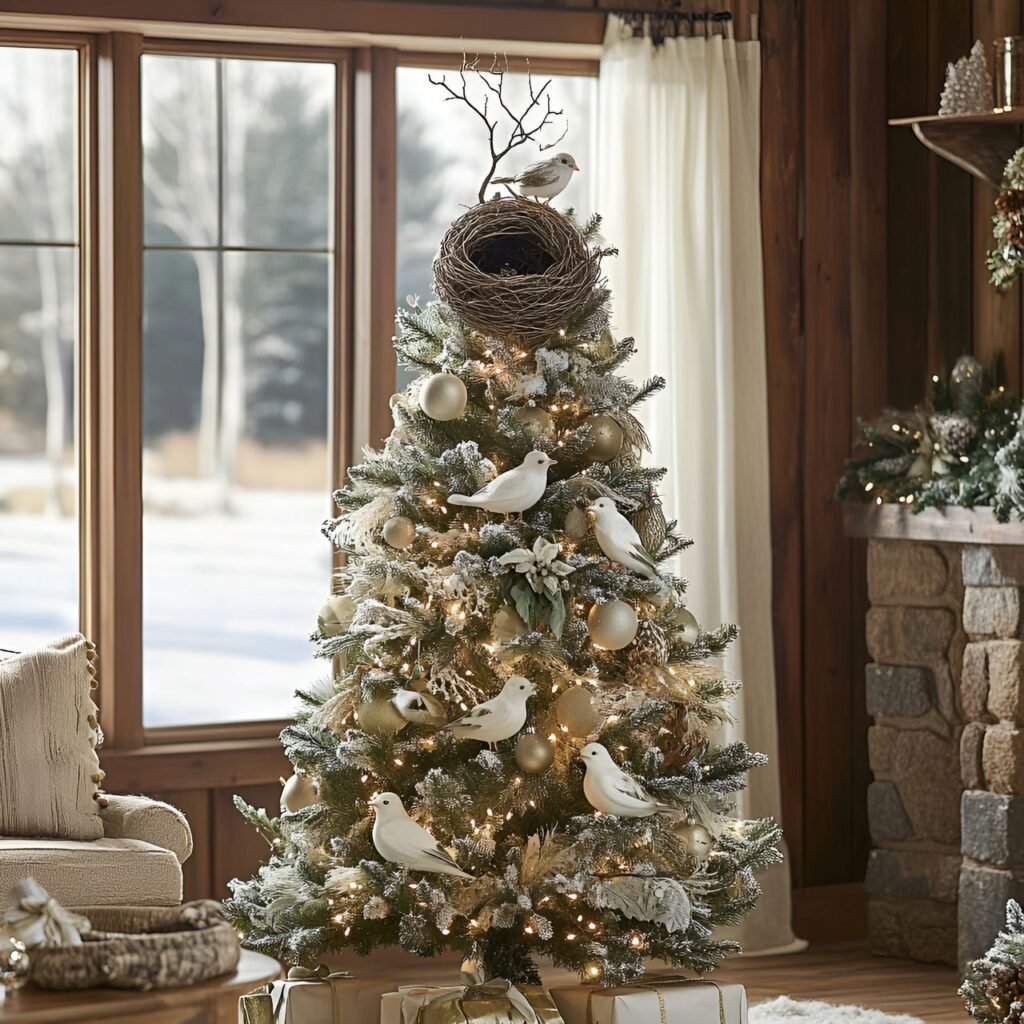 21. Wildlife and Nature Christmas Tree: Rustic and Earthy Holiday Décor Ideas