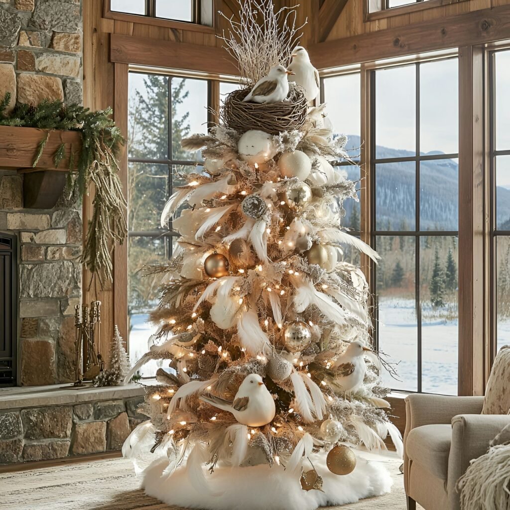 21. Wildlife and Nature Christmas Tree: Rustic and Earthy Holiday Décor Ideas