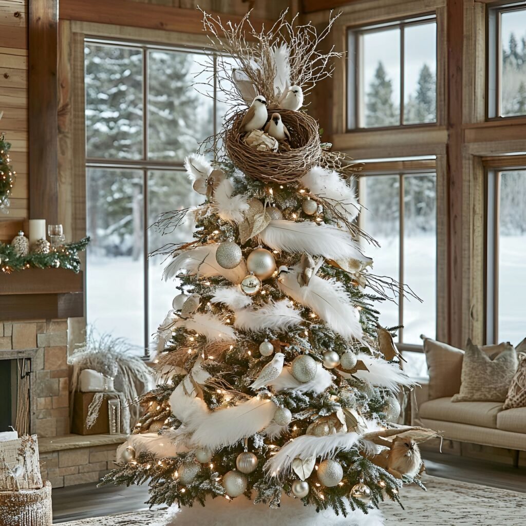 21. Wildlife and Nature Christmas Tree: Rustic and Earthy Holiday Décor Ideas