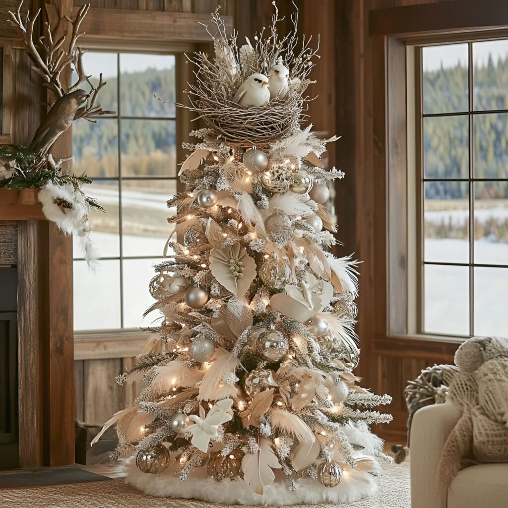 21. Wildlife and Nature Christmas Tree: Rustic and Earthy Holiday Décor Ideas