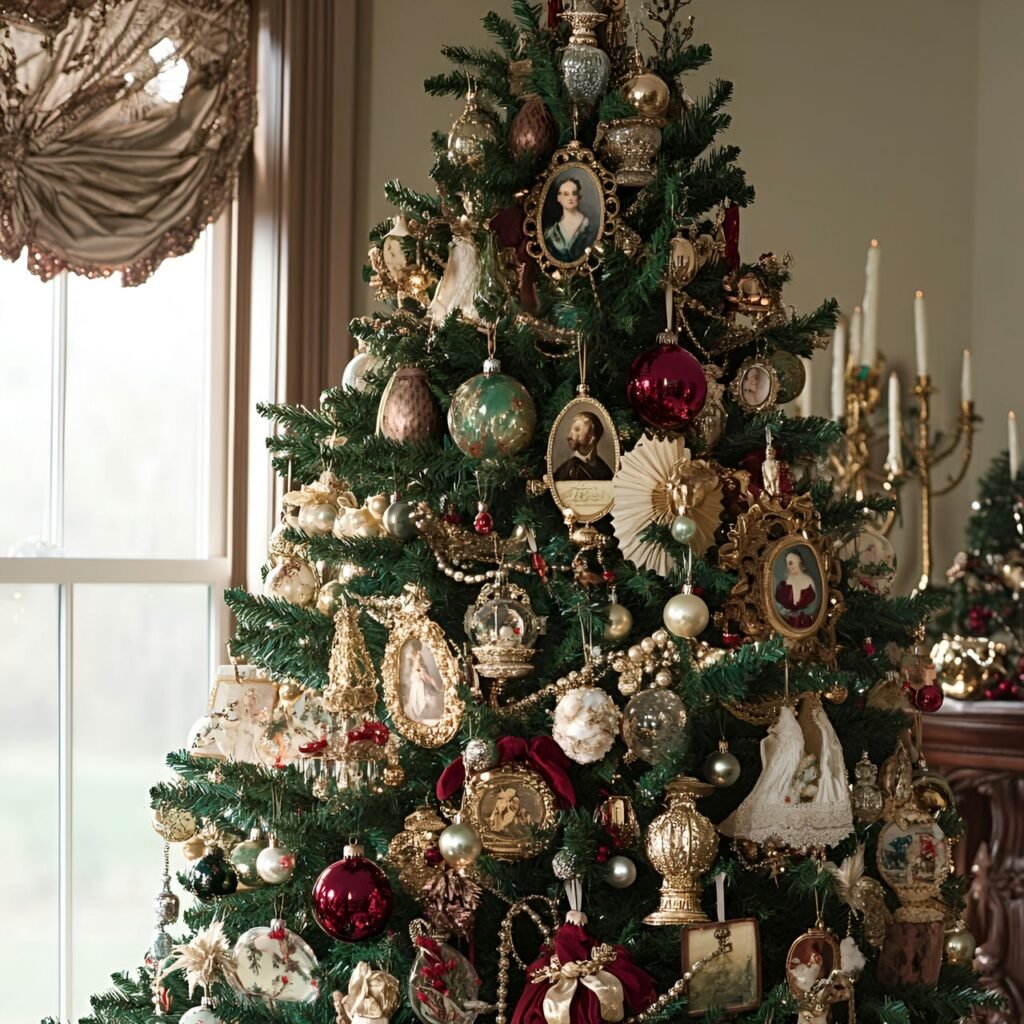 22. Vintage Victorian Christmas Tree: Timeless Holiday Elegance