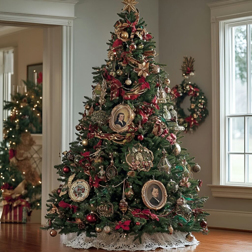 22. Vintage Victorian Christmas Tree: Timeless Holiday Elegance