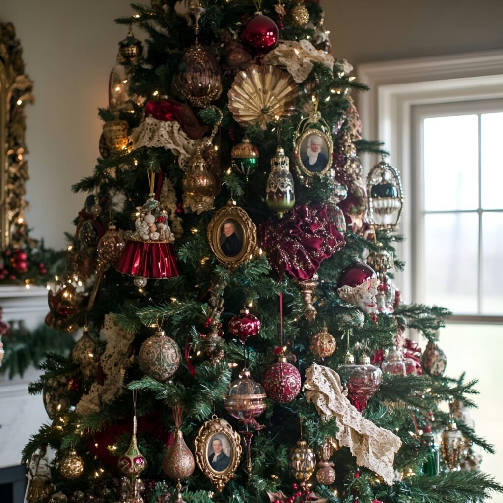 22. Vintage Victorian Christmas Tree: Timeless Holiday Elegance