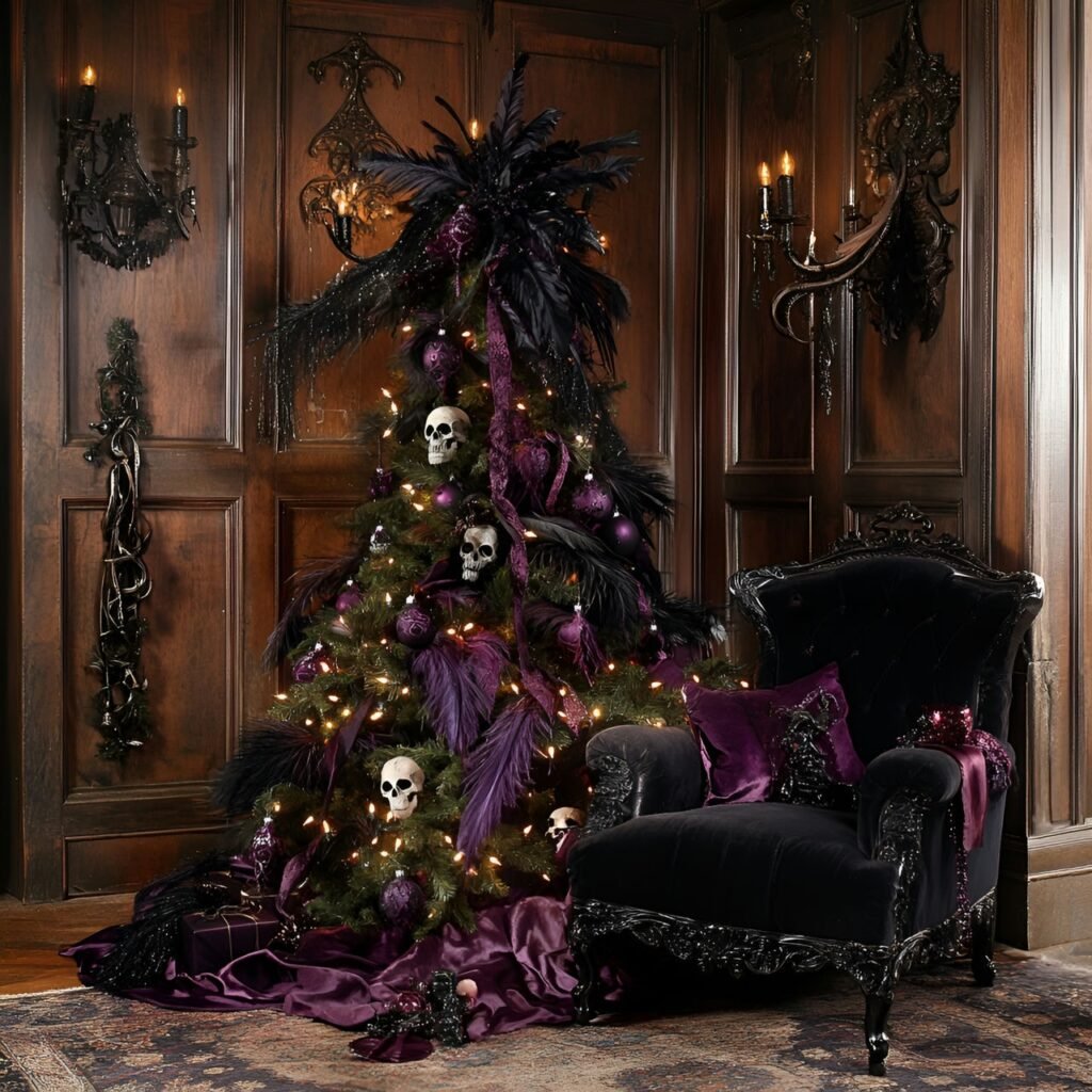 29. Gothic Christmas Tree: Darkly Enchanting Holiday Décor