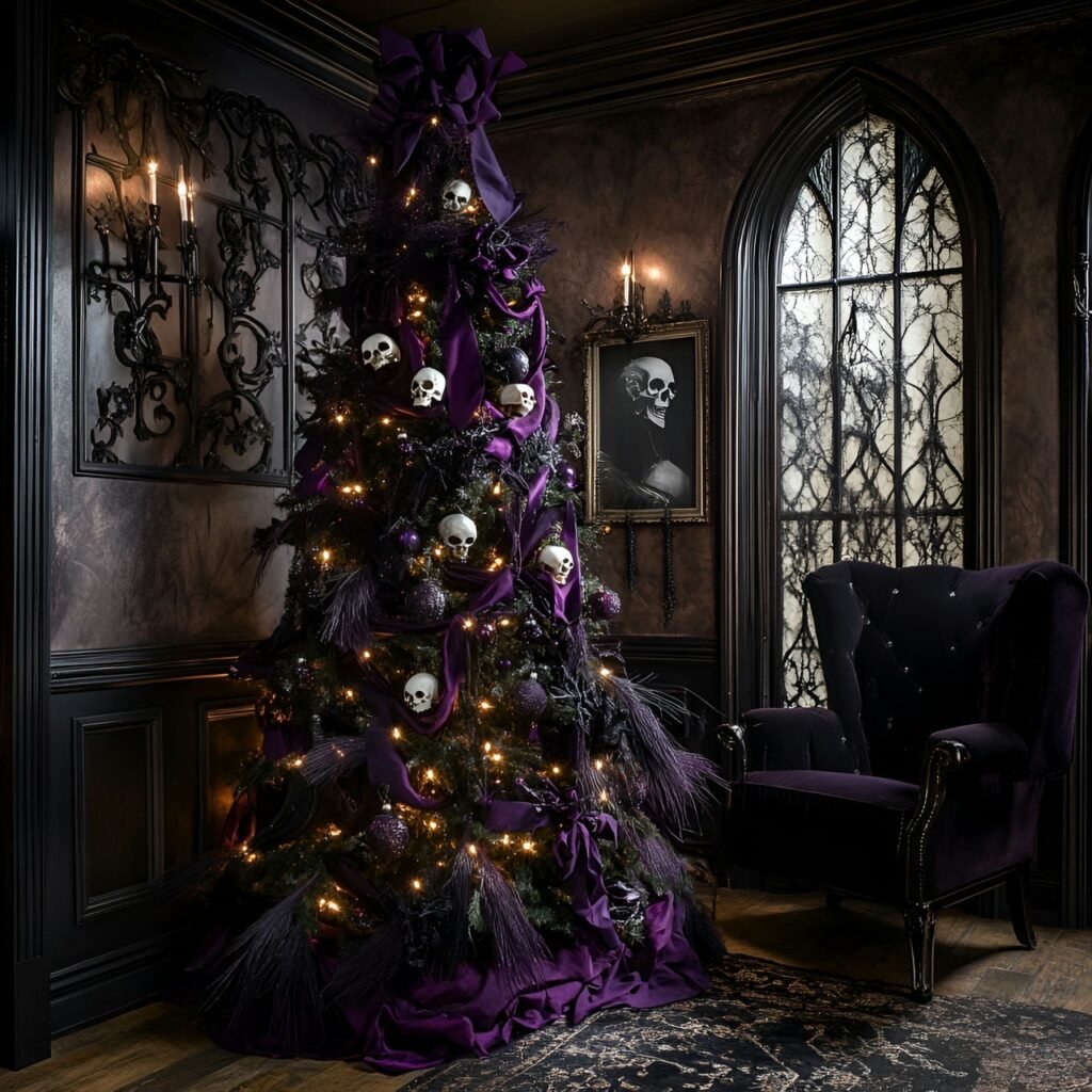 29. Gothic Christmas Tree: Darkly Enchanting Holiday Décor