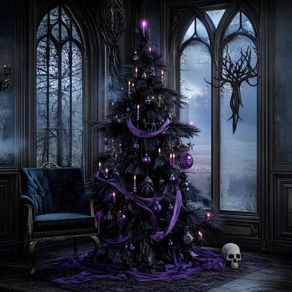 29. Gothic Christmas Tree: Darkly Enchanting Holiday Décor