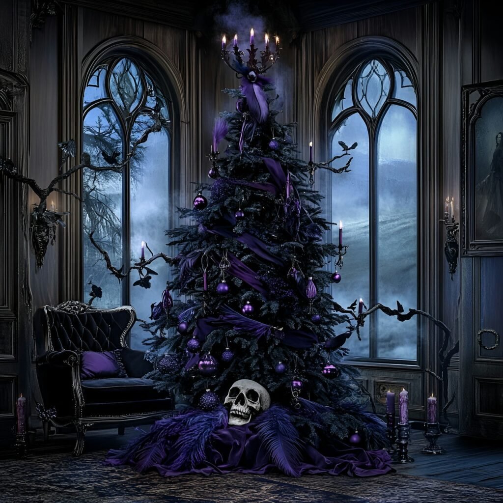 29. Gothic Christmas Tree: Darkly Enchanting Holiday Décor