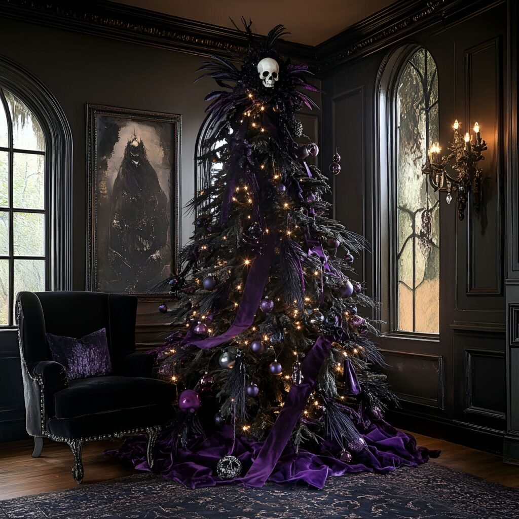 29. Gothic Christmas Tree: Darkly Enchanting Holiday Décor