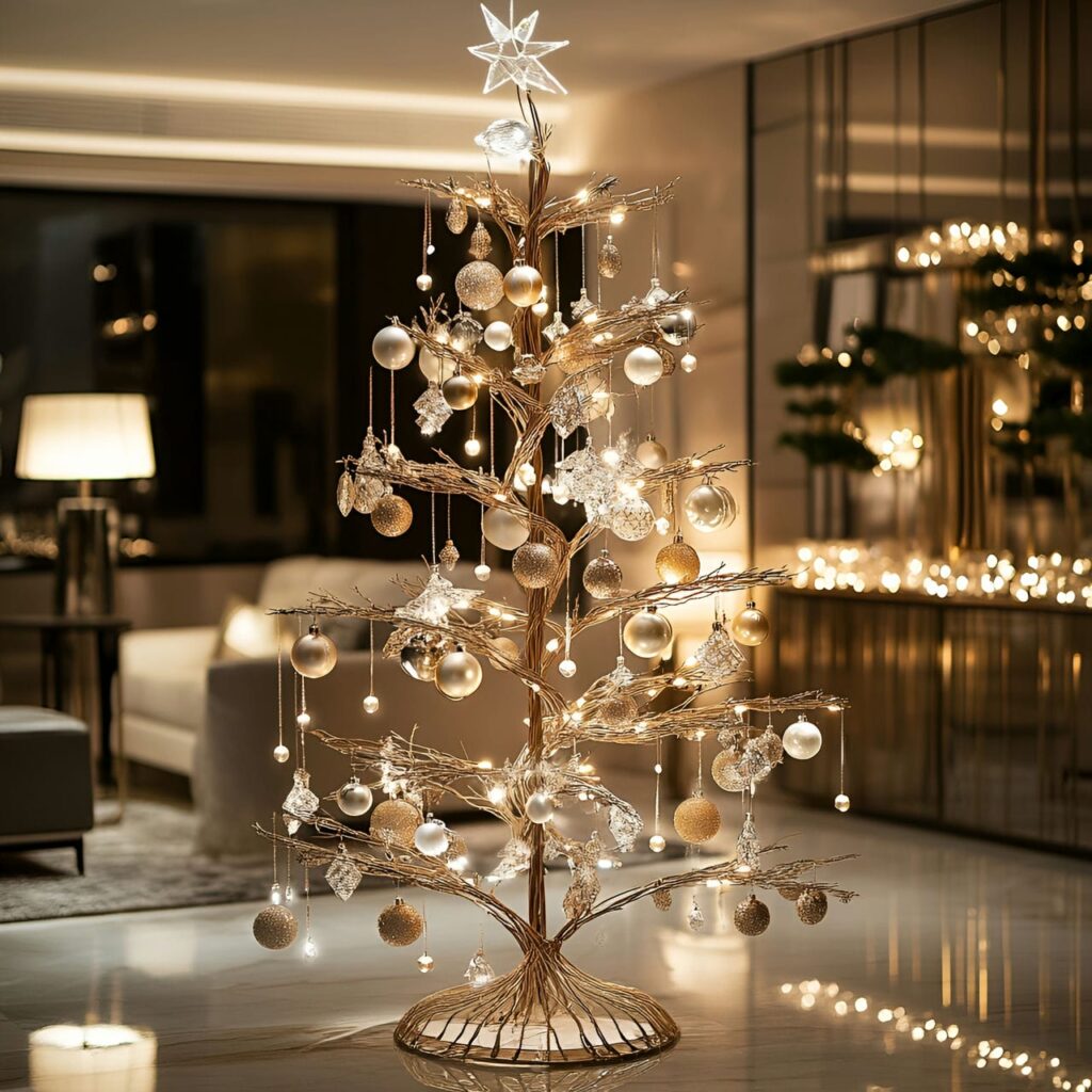 19. Enchanted Twinkling Twig Tree with Elegant Crystal Twigs