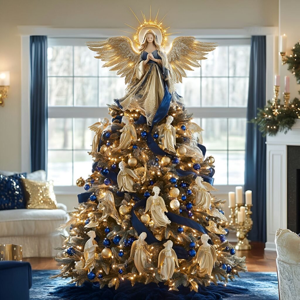 25. Angel-Themed Christmas Tree: Heavenly Décor for a Serene Holiday