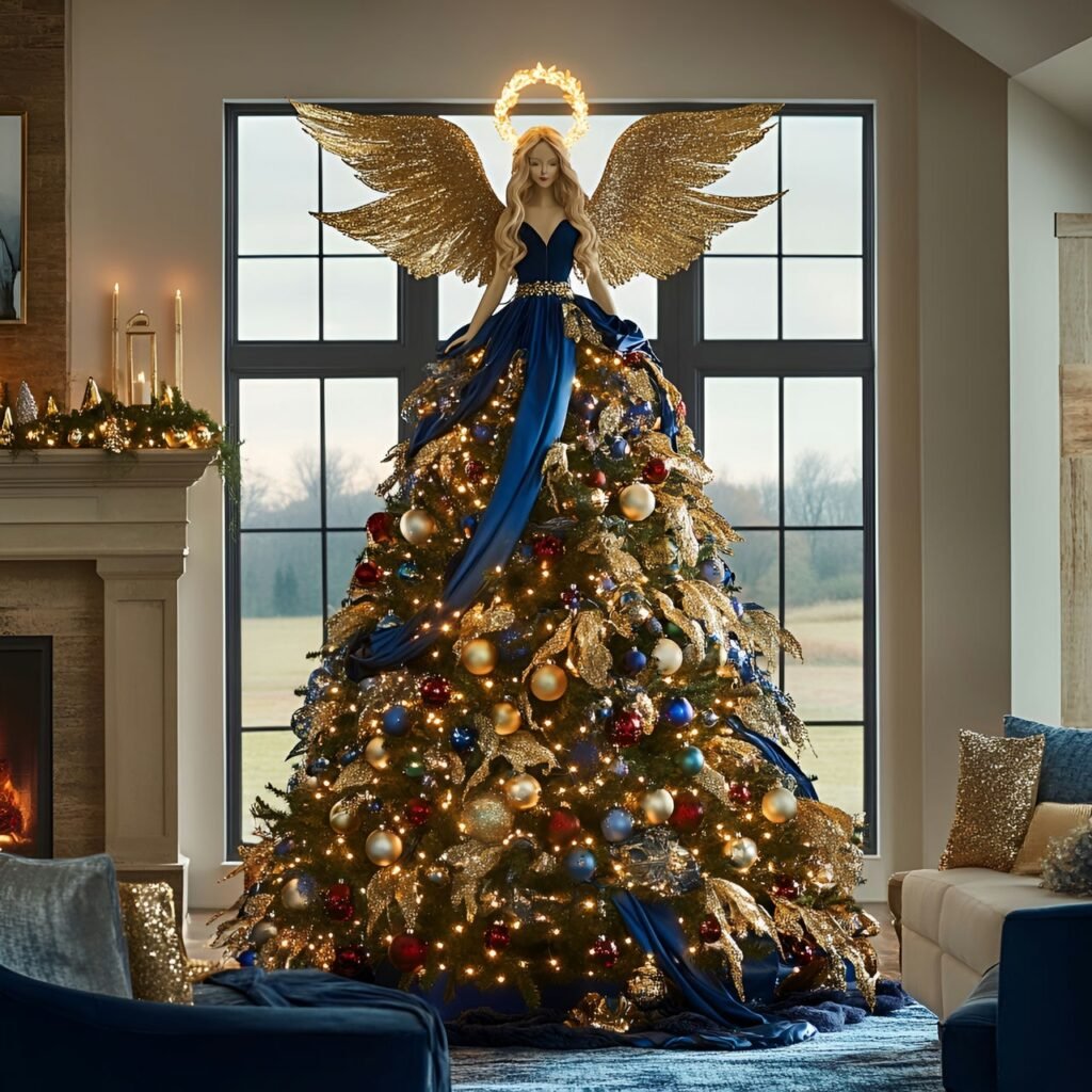 25. Angel-Themed Christmas Tree: Heavenly Décor for a Serene Holiday