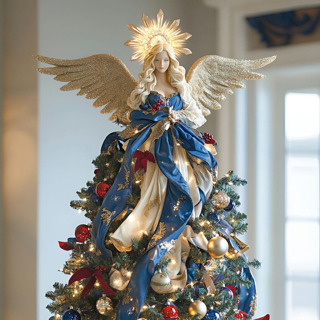 25. Angel-Themed Christmas Tree: Heavenly Décor for a Serene Holiday