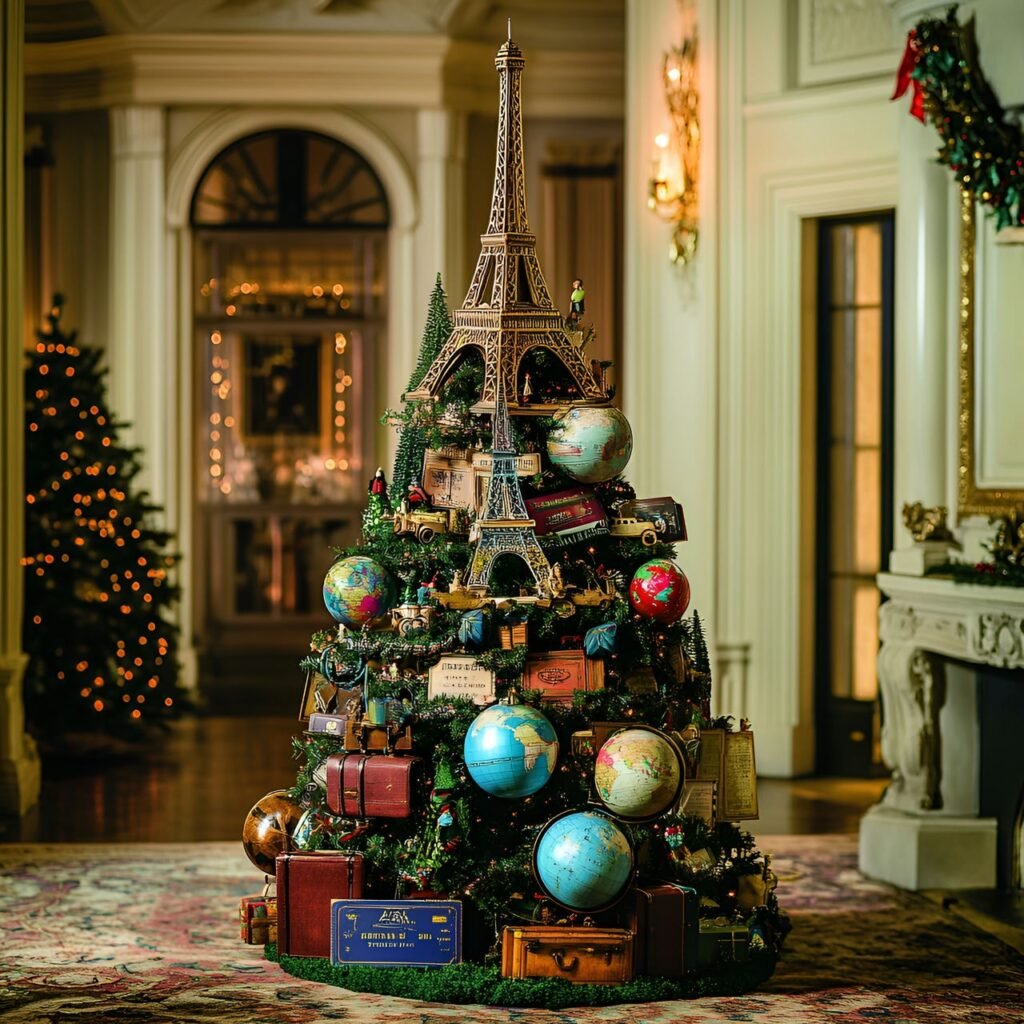 30. Travel-Inspired Christmas Tree: Journey Around the World in Festive Style