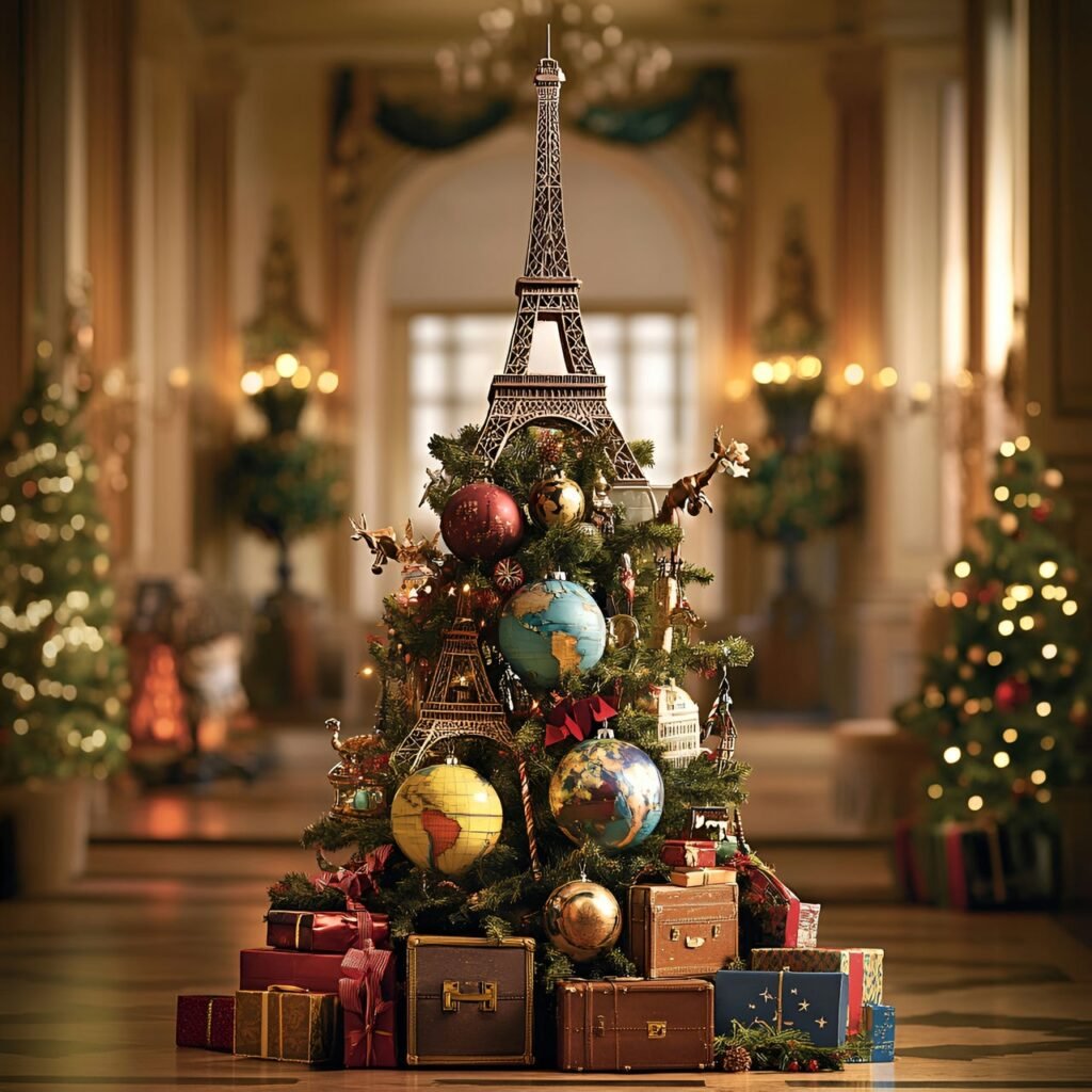 30. Travel-Inspired Christmas Tree: Journey Around the World in Festive Style