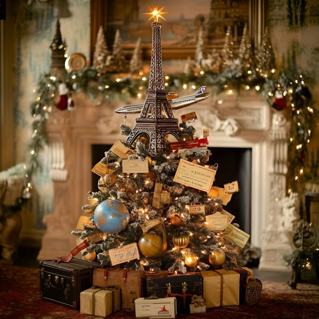 30. Travel-Inspired Christmas Tree: Journey Around the World in Festive Style