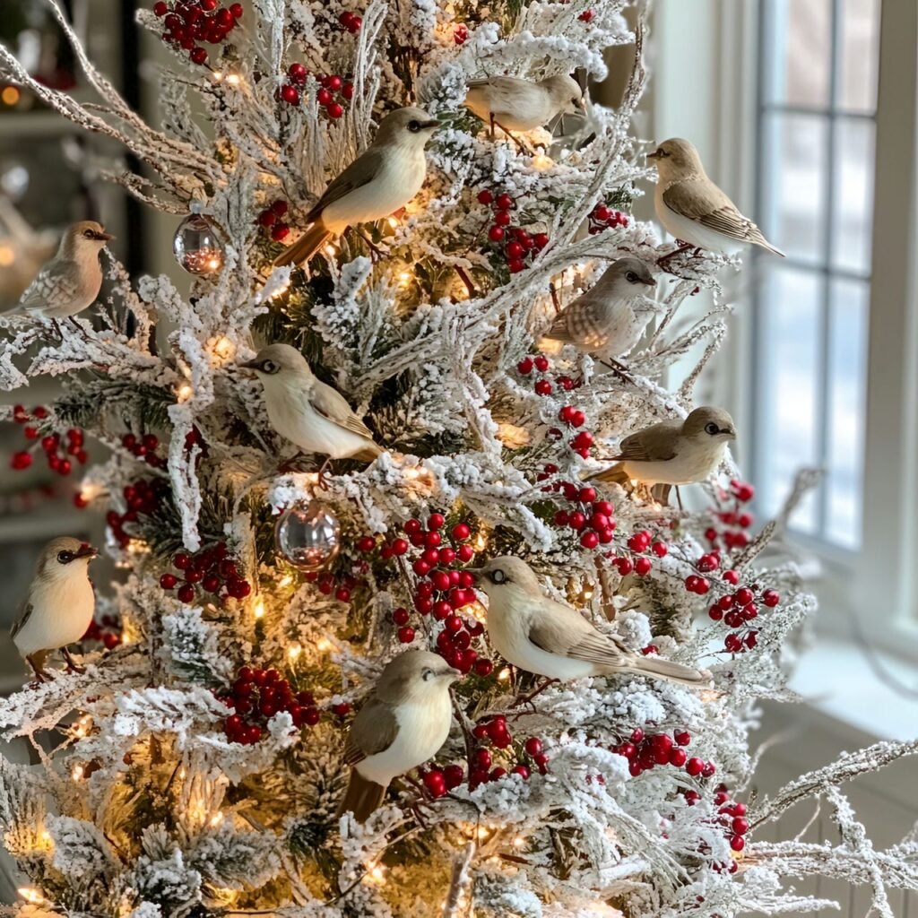 06. Feathered Friends Christmas Tree with Berries and Bird Décor